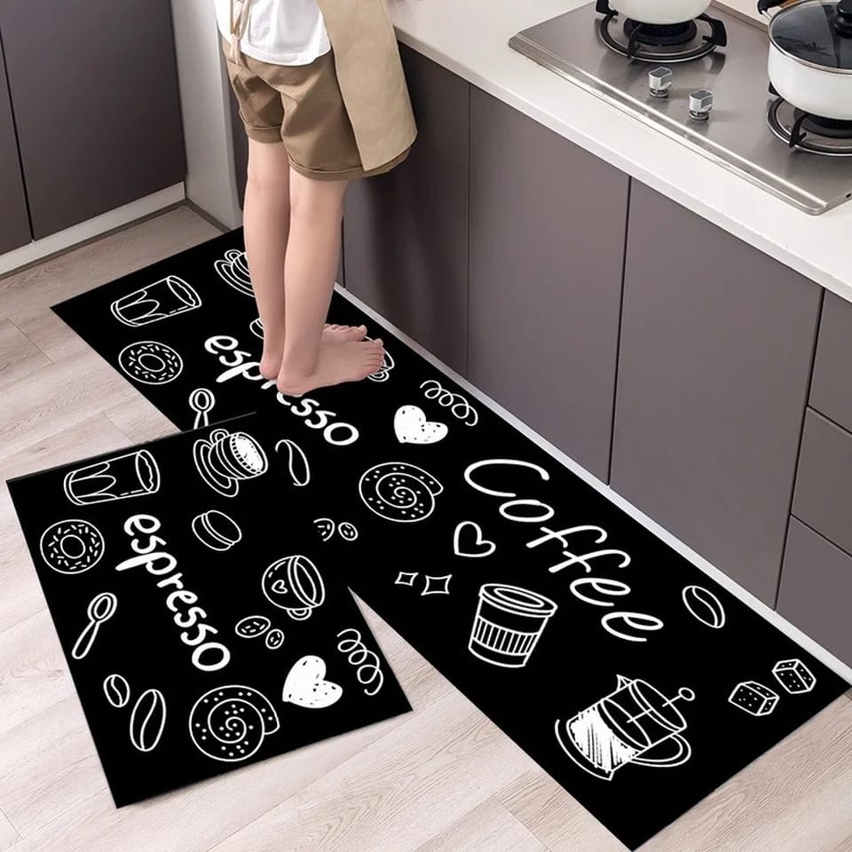 2 pcs set Kitchen , Bathroom ,HomeDecor Anti-Slip Absorbent Mat & Runner (c)
