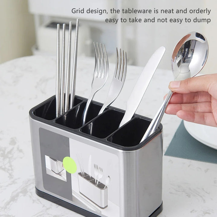 High Quality Silver Surface Cutlery Utensil Drainer Stainless Steel Kitchen Drying Basket Holder