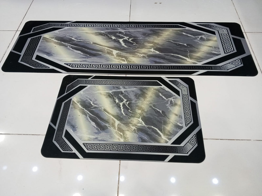 2 pcs set Kitchen , Bathroom ,HomeDecor Anti-Slip Absorbent Mat & Runner (H)