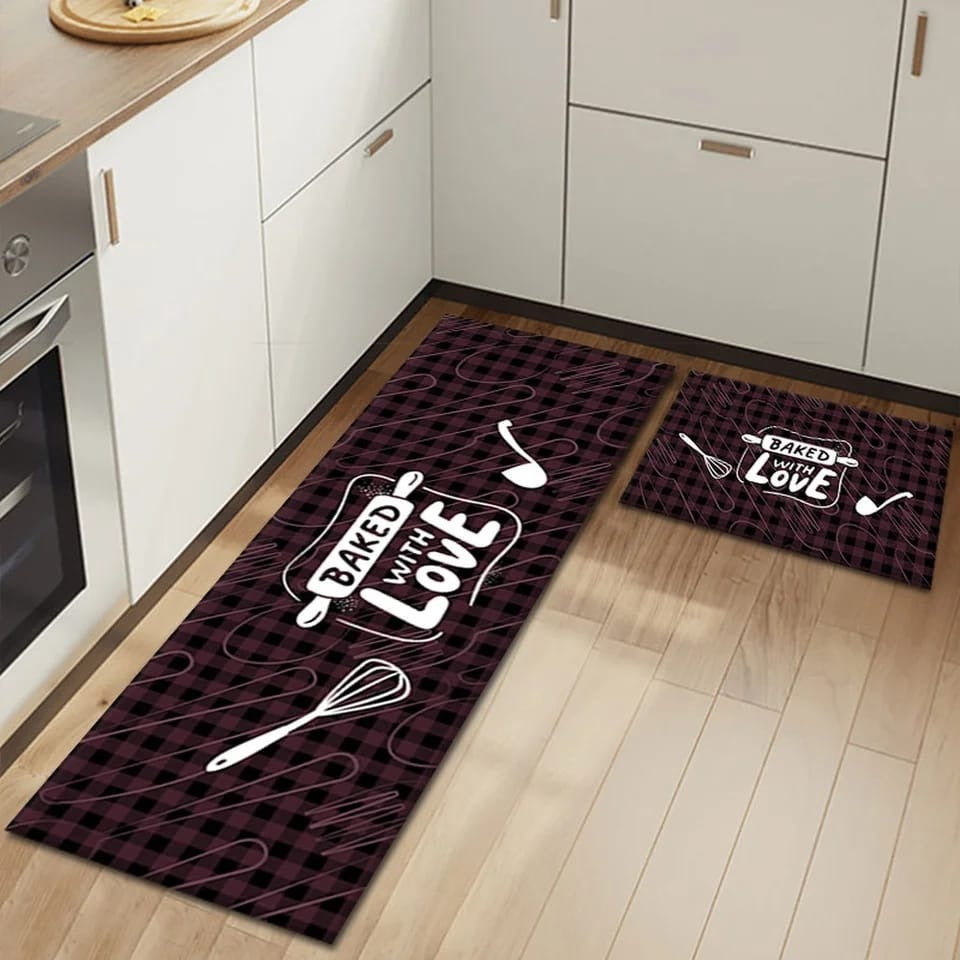 2 pcs set Kitchen , Bathroom ,HomeDecor Anti-Slip Absorbent Mat & Runner (R)