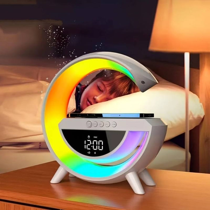 Bluetooth speaker, colorful atmosphere light, wireless charging clock, alarm clock