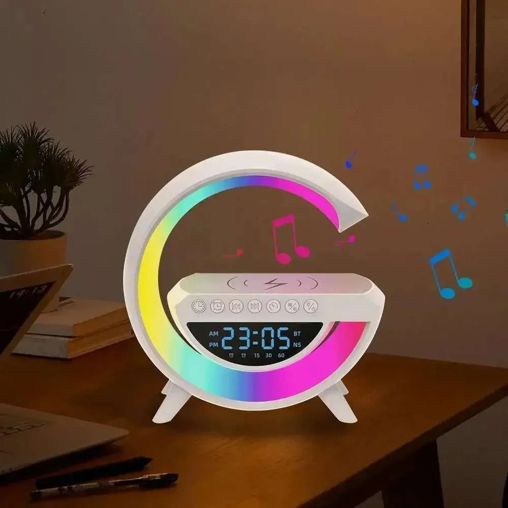 Bluetooth speaker, colorful atmosphere light, wireless charging clock, alarm clock