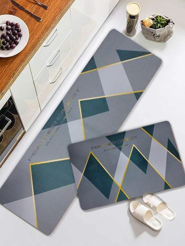 2 pcs set Kitchen , Bathroom ,HomeDecor Anti-Slip Absorbent Mat & Runner (M8)