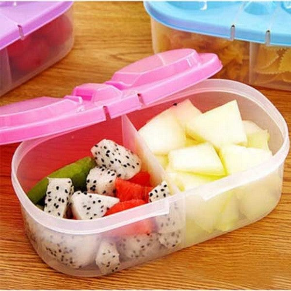 (Pack of 3 )2 Partition  Plastic Food Container Portable Lunch Box