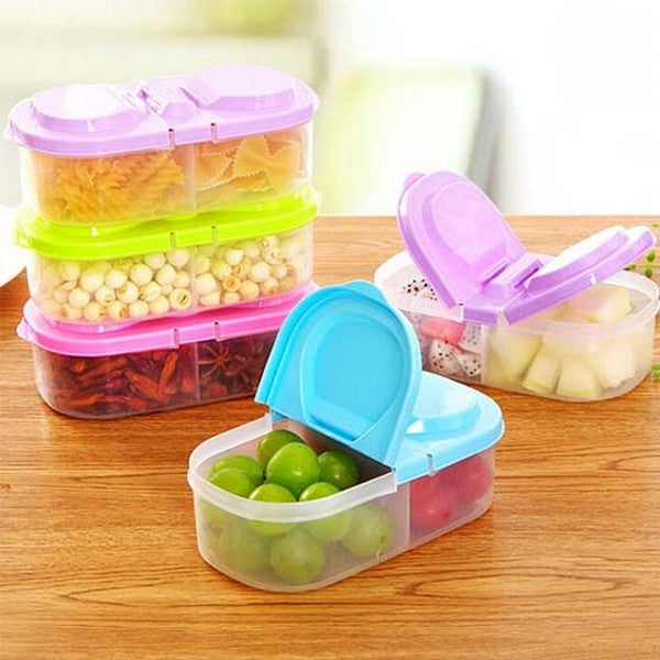 (Pack of 3 )2 Partition  Plastic Food Container Portable Lunch Box