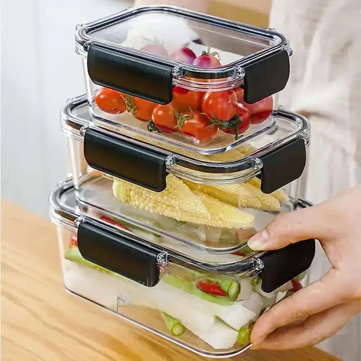 Set Of 3 Glass Food Container, Refrigerator Glass Meal Prep Containers