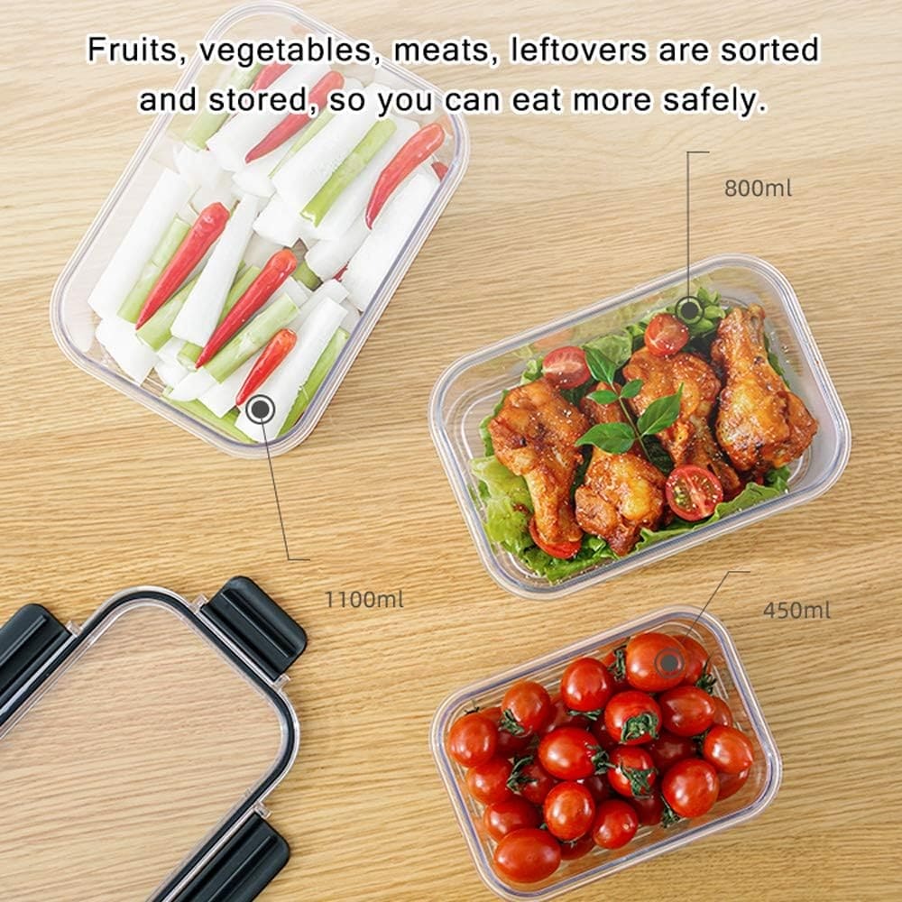 Set Of 3 Glass Food Container, Refrigerator Glass Meal Prep Containers