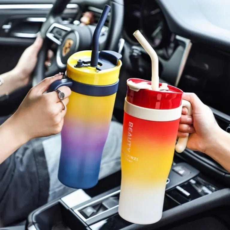 3pcs set Sports Water Bottle With Handle Straw