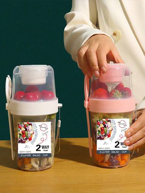 Breakfast Cup Double Layer Design Breakfast Fresh-Salad Container Yogurt Cup