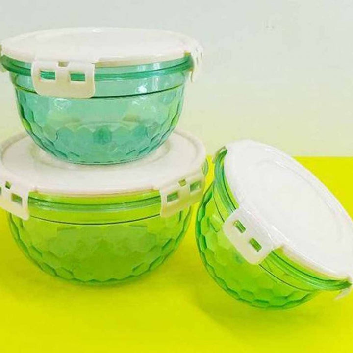 Set Of 3 Acrylic Diamond Air Tight Bowls