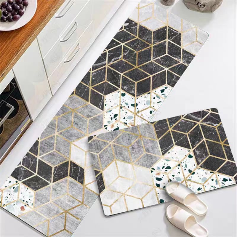 2 pcs set Kitchen , Bathroom ,HomeDecor Anti-Slip Absorbent Mat & Runner (M16)