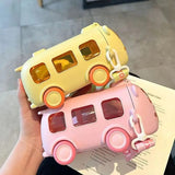 0.5L Cute Toy Car Straw Cup Indoor Outdoor Water Bottle