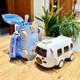 0.5L Cute Toy Car Straw Cup Indoor Outdoor Water Bottle