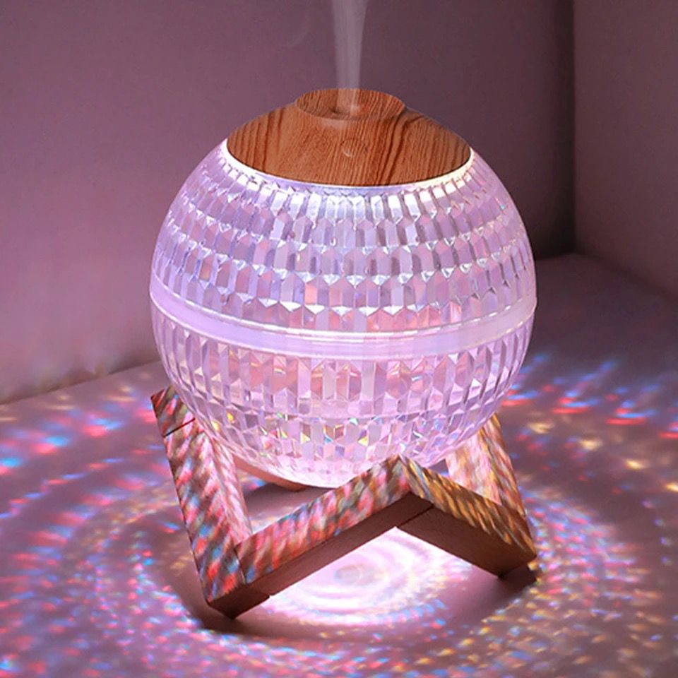 LED Mini Colorful Night Light Crystal Ball Humidifier 450ml