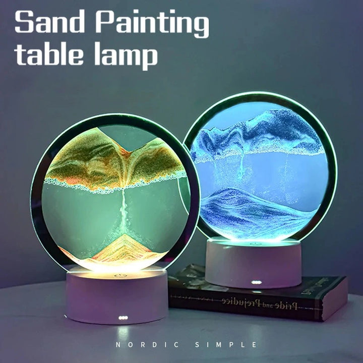 LED RGB Sandscape Lamp Moving Sand Art Night Light