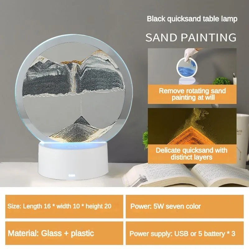 LED RGB Sandscape Lamp Moving Sand Art Night Light