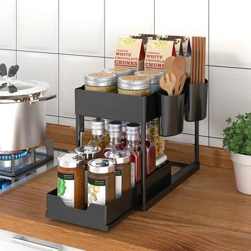 Double Layer Storage Rack, Kitchen Shelf Seasoning Holder