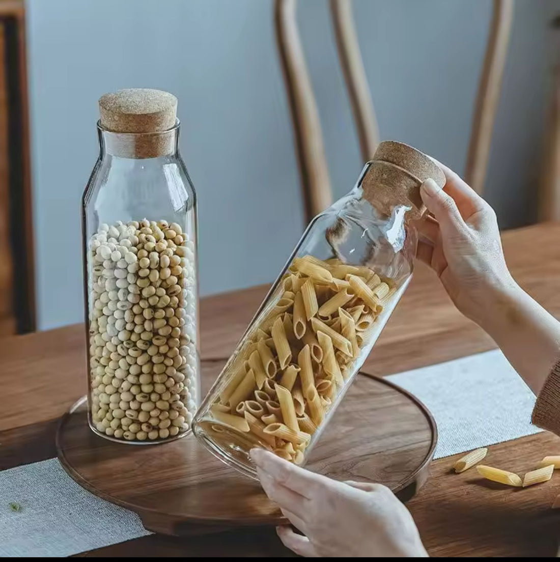 Wooden Cork Borosilicate Glass Bottle