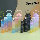 Set of 3 Gradient Colour Water Bottle, Large Capacity Water Bottle