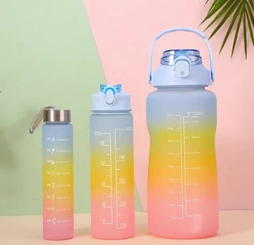 Set of 3 Gradient Colour Water Bottle, Large Capacity Water Bottle