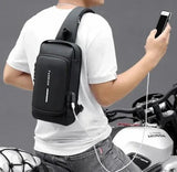 Men Anti Theft Chest Bag, USB Charging Crossbody Bag