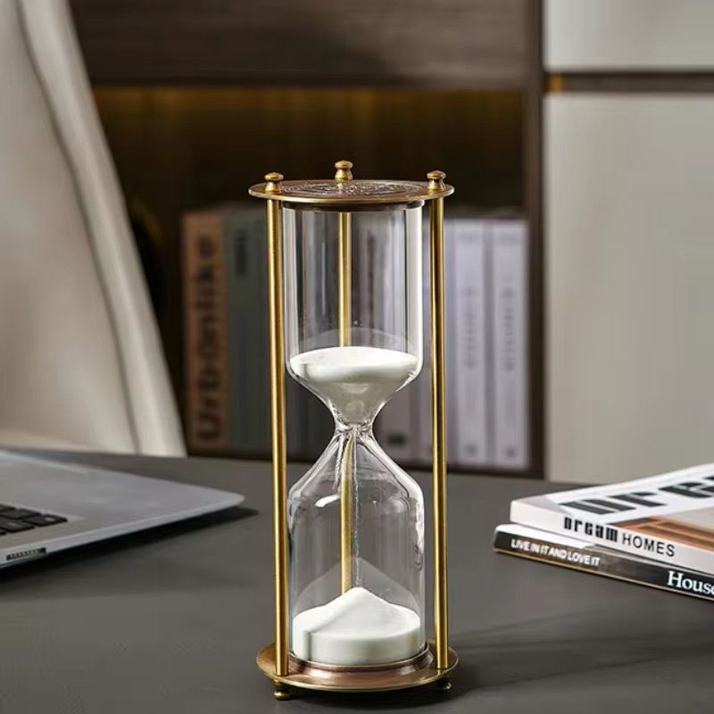 Sandglass Nordic Retro Glass  Metal Timer Vintage Luxury Ornament Room Decor Creative Gift