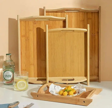 Set Of 3 Bamboo Wooden Tray