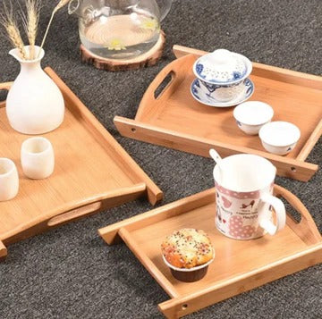 Set Of 3 Bamboo Wooden Tray