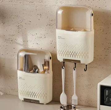 Wall Mounted Storage Rack, Cutlery Drain Rack Organizer