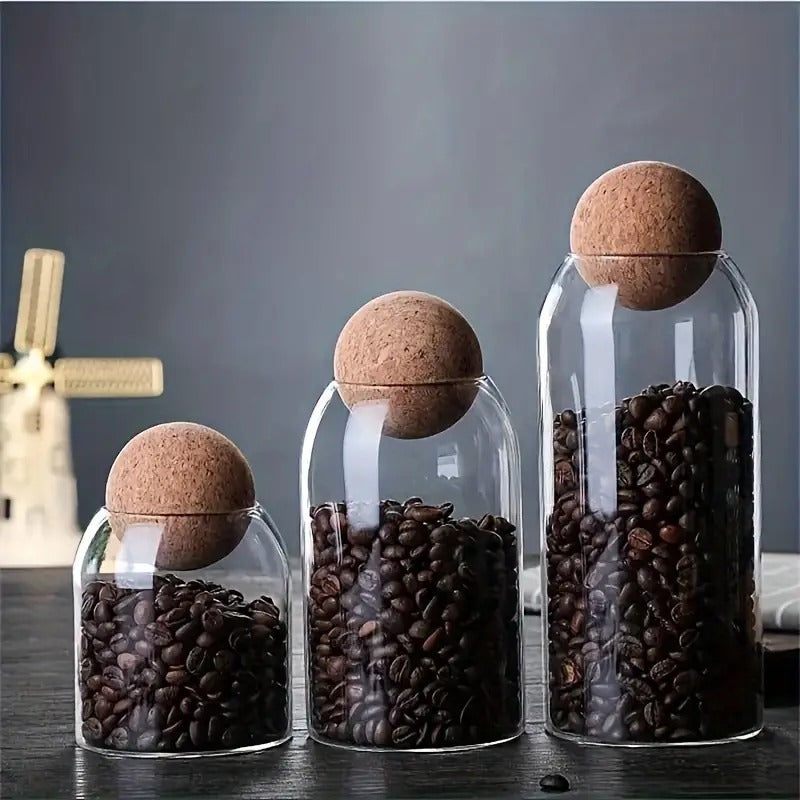 Glass Bottle Sealed Jar With Spherical Cork