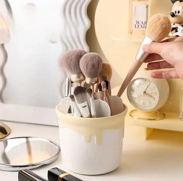 Multi Compartment With Lid, Dustproof Rotating Holder, Makeup Brush Display Case