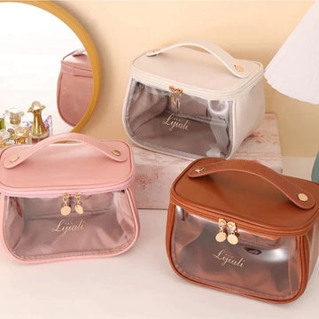 PU Leather transparent Cosmetic Pouch