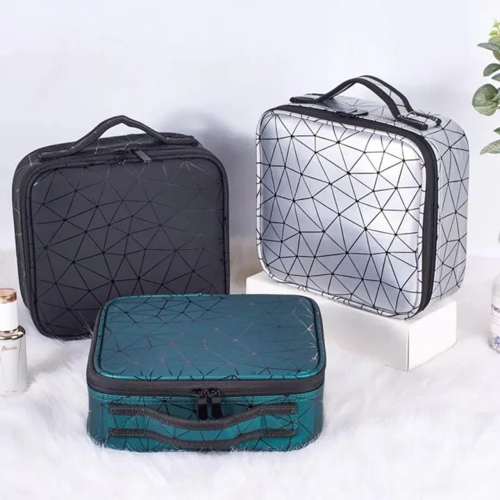 Diamond cut makeup cosmetics bag