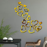 36 pcs Acrylic Heart-Shaped Mirror Sticker for Wall Decals