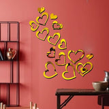 36 pcs Acrylic Heart-Shaped Mirror Sticker for Wall Decals