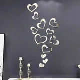 36 pcs Acrylic Heart-Shaped Mirror Sticker for Wall Decals