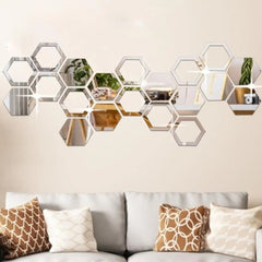 36pcs Set Acrylic Hexagon , Heart Wall Decals