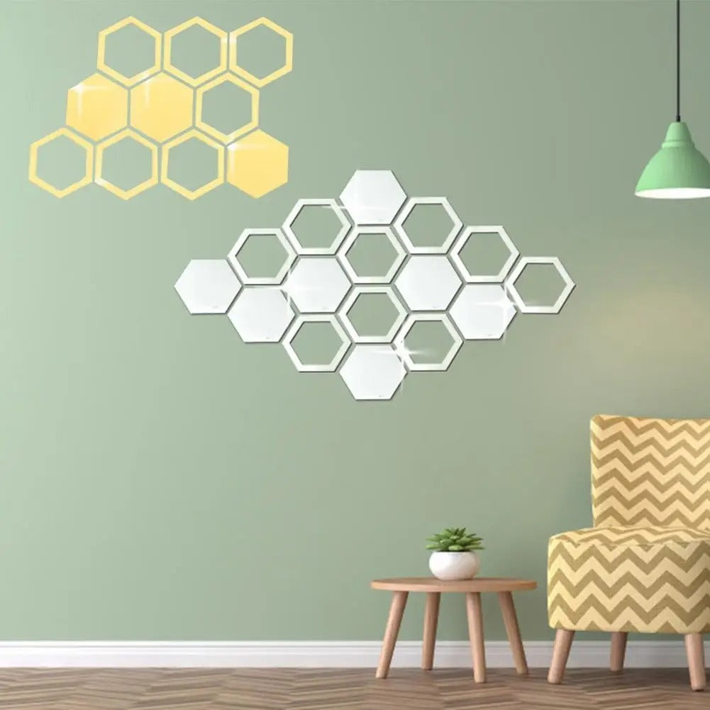 36pcs Set Acrylic Hexagon , Heart Wall Decals