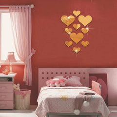 18 pcs Acrylic Heart Mirror Wall Decals