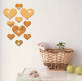 18 pcs Acrylic Heart Mirror Wall Decals