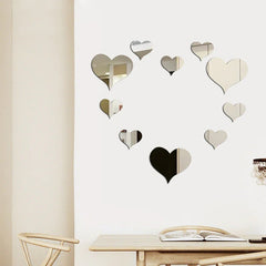 18 pcs Acrylic Heart Mirror Wall Decals