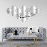 12 pcs Acrylic Hexagon Mirror Wall Decals