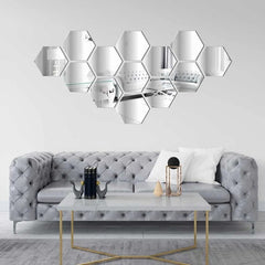 12 pcs Acrylic Hexagon Mirror Wall Decals