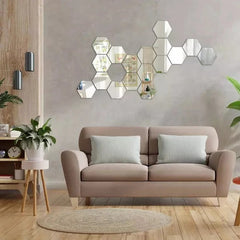 12 pcs Acrylic Hexagon Mirror Wall Decals