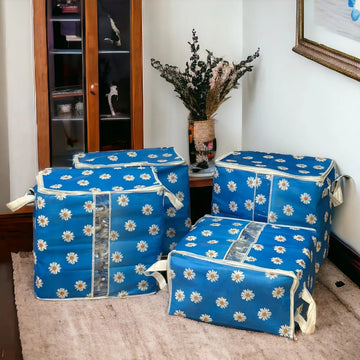 3 Pcs 110GSM Cloth Storage Bag  (Blue)