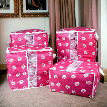 3 Pcs 110GSM Cloth Storage Bag  (Pink)