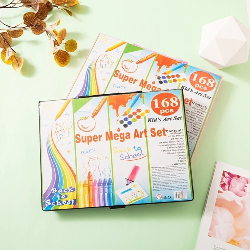 168PCS Kids Painting Drawing Art Set with Crayons Oil Pastels
