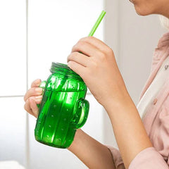 Pure plastic mug with straw