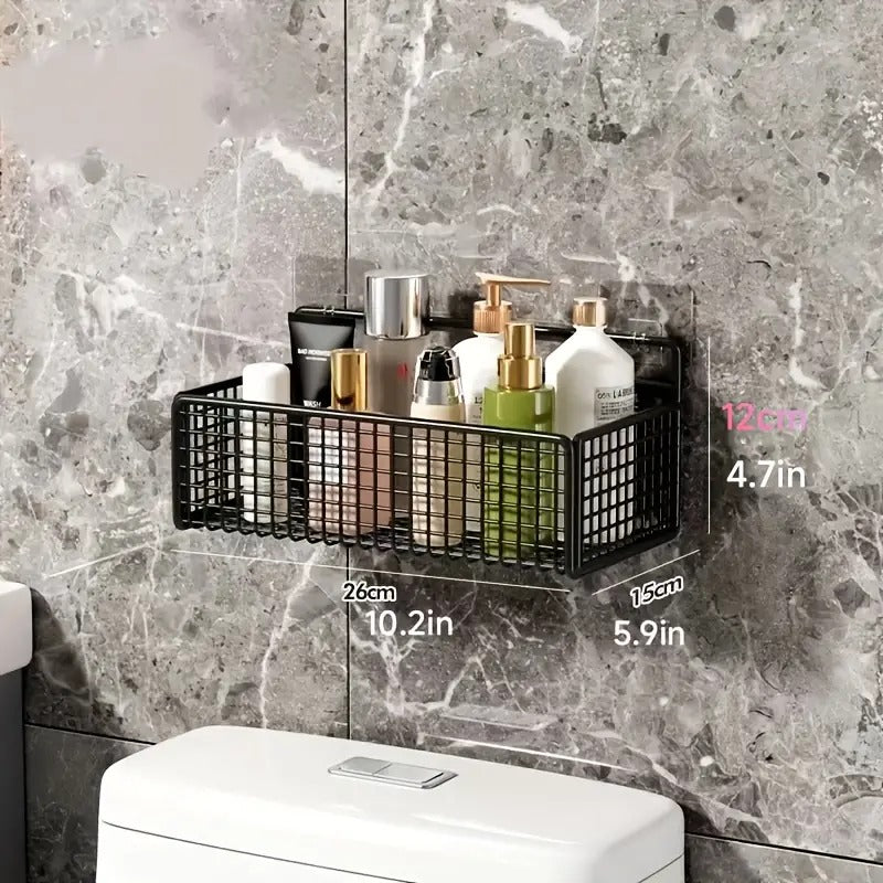 1pc Large Storage Iron Basket With 2 Traceless Hooks