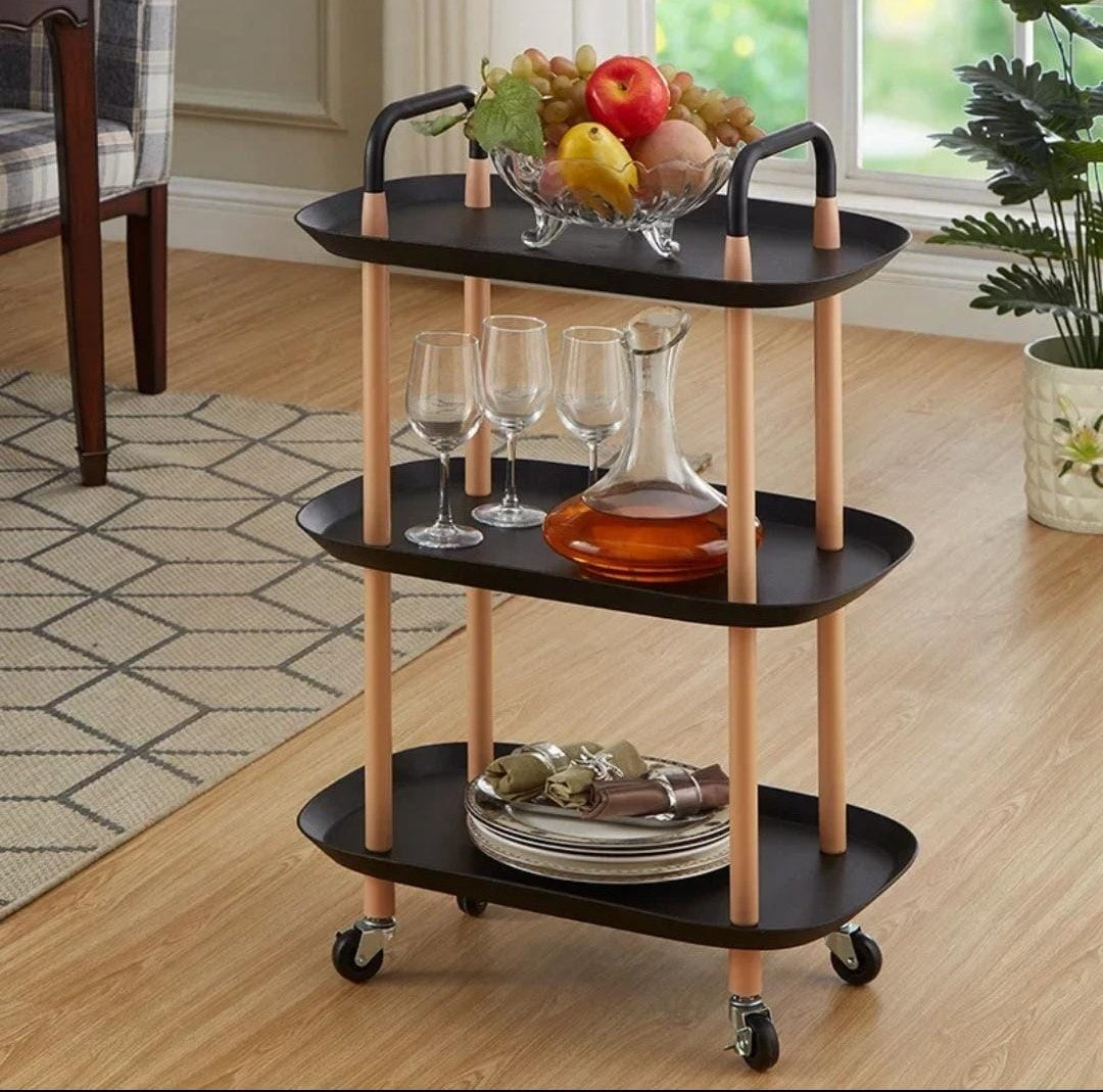 3 Layers Nordic Style Luxury Mobile Trolley Simple Kitchen Living Room Storage Rack